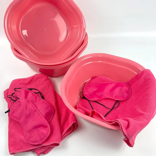 Miniatura 4 de Kit de spa de pies para niñas, suministros de fiesta de spa para niñas con 12 piezas de bañera de pies y 12 toallas de mano rosas y 12 máscaras