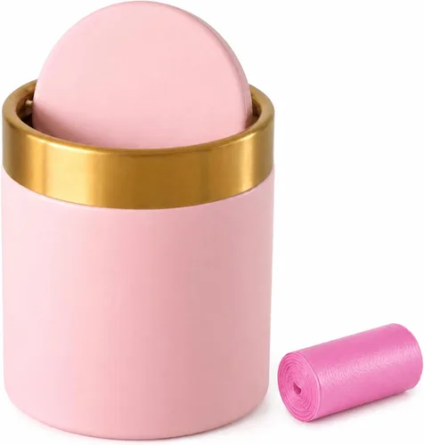 Miniatura 9 de Mini bote de basura con tapa, pequeño cubo de basura de metal, mini cubos de basura para encimera para escritorio, automóvil, oficina, cocina, cubo