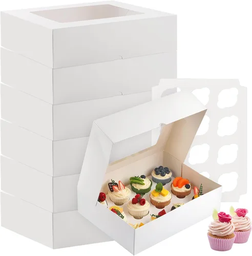 Miniatura 8 de Svalor Cajas para Cupcakes, Paquete de 2 Contenedores Desechables para Cupcakes, Portador de Cupcakes Grado Alimentario 12 Unidades con Ventana e