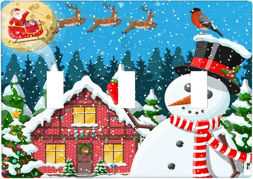 Miniatura 13 de Cubierta de interruptor de luz dúplex de 1 banda, cubierta decorativa de Navidad con copos de nieve rojos, placa frontal decorativa para cocina