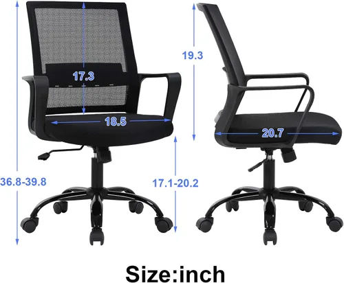Miniatura 2 de Meet perfect Silla de oficina ergonómica de escritorio para computadora, respaldo medio con reposabrazos y soporte para la espalda, moderna silla