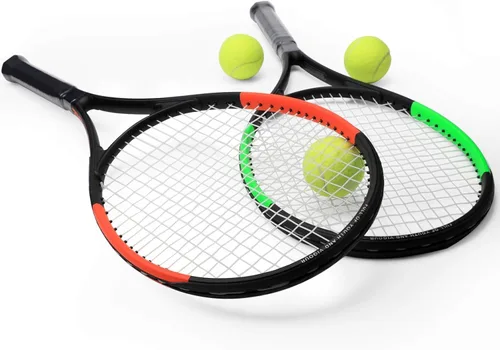 Miniatura 8 de KEVENZ Raqueta de tenis para adultos, raqueta de tenis de fibra de carbono con bolsa de transporte, peso ligero y resistente a los golpes Negro