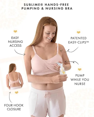 Miniatura 3 de Kindred Bravely Paquete de 2 brasieres de bombeo manos libres (beige y rosa, XL)