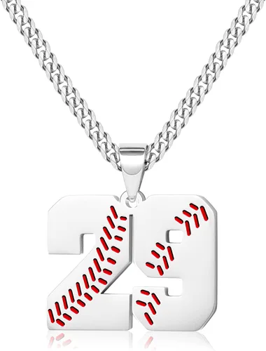 Miniatura 104 de Btysun Collares de béisbol de béisbol número 0-99 dijes de acero inoxidable para hombres, regalos de béisbol, papá, marido, regalo de Navidad