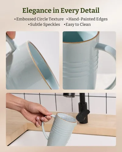 Miniatura 9 de famiware Jupiter - Taza de café grande de 20 onzas con tapa, taza de cerámica con asa para café con leche, té, cacao, leche, hogar y oficina, apta