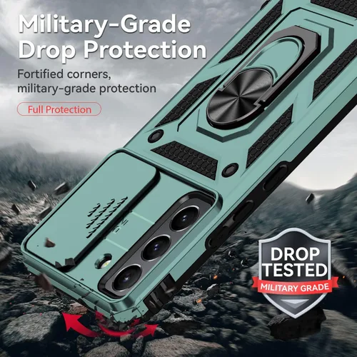 Miniatura 5 de Funda para Samsung Galaxy S22 con cubierta para lente de cámara y protector de pantalla, doble capa de grado militar probada contra caídas, soporte