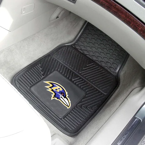 Miniatura 2 de FANMATS NFL Baltimore Ravens tapete de vinilo para auto, Juego de 2 alfombrillas para coche de vinilo, Negro