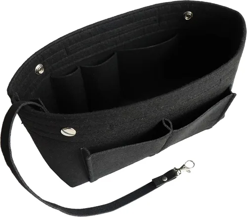 Miniatura 5 de MISIXILE Organizador de fieltro para bolso de mano, organizador de bolsa de mano, se adapta a Speedy Neverfull con asas y llavero, Negro