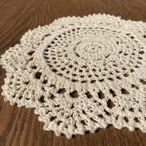 Miniatura 6 de Hsvanyr Juego de 2 posavasos redondos de algodón con diseño floral, color beige para mesa de comedor