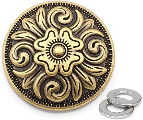 CRAFTMEMORE 2 piezas 1-1/4" Moneda Concho Tornillo Atrás Navajo Vintage Flor Moneda Vaquero Western Texas DIY Leathercraft CHS82 (latón antiguo)