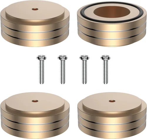 Tertullus 4 piezas de pies de altavoz aislantes 1.575x0.787 in patas de plataforma de aluminio soporte de altavoz protectores de piso almohadilla de