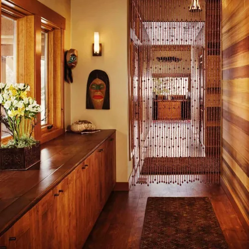 Miniatura 9 de Cortinas de cuentas Foreate para puertas hechas a mano con cuentas de madera y bambú, cortina bohemia colgante hippie para pasillos y ventanas, 38