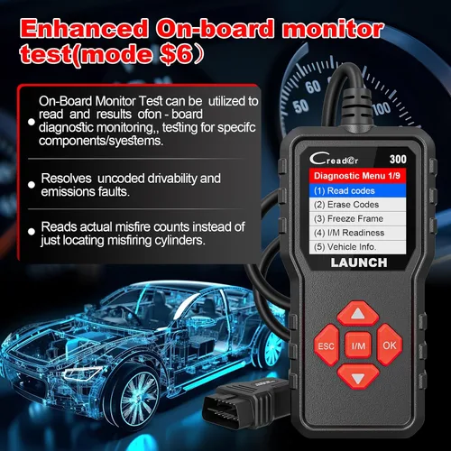 Miniatura 4 de LAUNCH Escáner Creader 300 OBD2, lector de código de falla del motor, compatible con flujo de datos de lectura, escáner para todos los coches