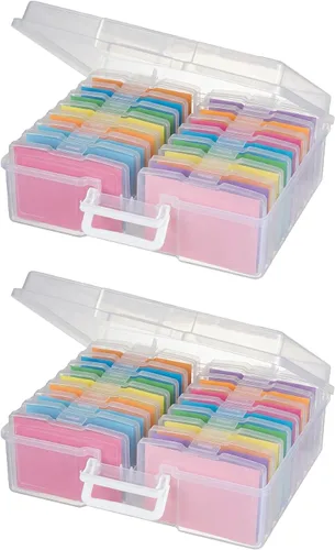 novelinks Organizadores de fotos transparentes de 4 x 6 pulgadas y caja de almacenamiento de fotos con asa, 16 fundas interiores para fotos,