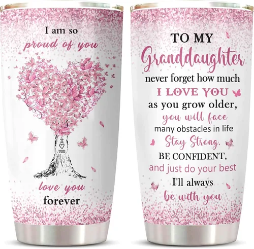 ZANIION Vaso Tumbler de Regalos para Nieta 20oz 1PC, Excelentes Regalos de Cumpleaños Para Nieta de Parte de la Abuela Taza, Mejor Regalo de