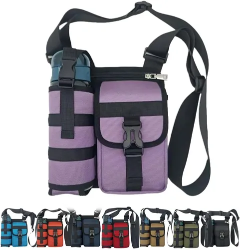 Miniatura 10 de Bolsas de hombro con soporte para botella de agua, bolsa cruzada para botella de agua, bolsa cruzada para deportes al aire libre, Azul, Bolsa