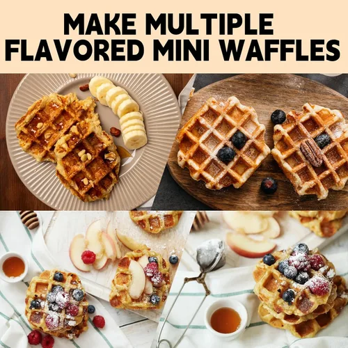 Miniatura 5 de Mini waflera, máquina antiadherente pequeña para hacer gofres con calentamiento rápido, hace 8 waffles, waflera para niños, solo tienes que añadir
