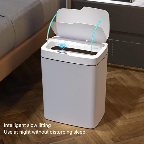 Miniatura 4 de Asixxsix Bote de basura de baño sin contacto, 18 L, 4.75 galones, con sensor de movimiento automático, funciona con pilas, delgado e inteligente