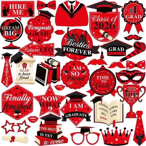 Miniatura 6 de KatchOn, Accesorios para cabina de fotos de graduación 2026 – Paquete de 35 Accesorios de fotos de graduación, accesorios de graduación