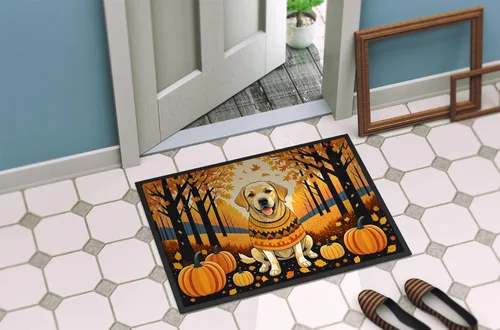 Miniatura 4 de Caroline's Treasures DAC1056MAT - Tapete de otoño amarillo de 18 x 27 pulgadas, tapete para puerta delantera, interior y exterior, para entrada