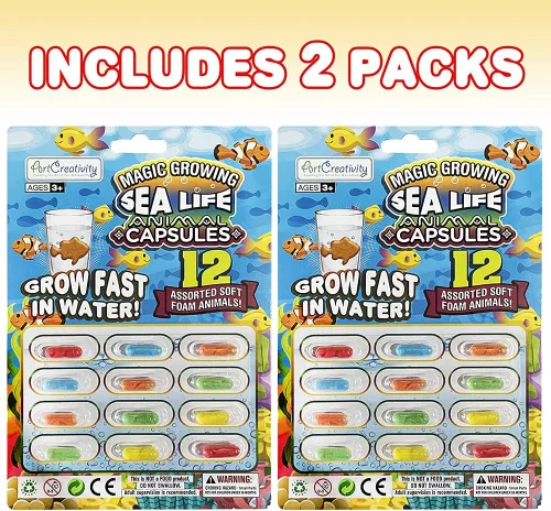 Miniatura 2 de ArtCreativity Magic Growing Sea Life - Cápsulas de animales marinos, 2 paquetes, 24 cápsulas expandibles de animales, crecer en agua, lindo