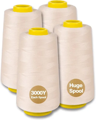 Miniatura 11 de Hilo de serger jaspeado, hilo multiusos para costura, poliéster, 4 conos de 3000 yardas cada carrete para máquina de coser 4 Arco iris