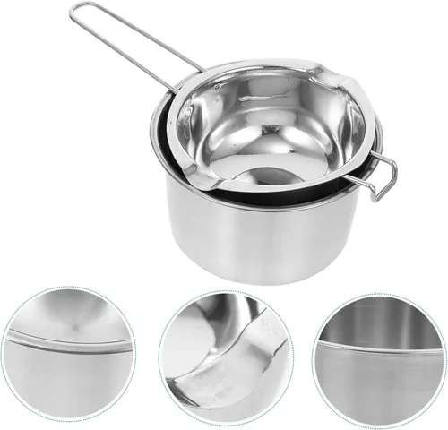 Miniatura 9 de Sewroro Olla de doble caldera, olla de acero inoxidable para chocolate, dulces, mantequilla, queso, jabón y cera, boquillas de vertido dobles, mango