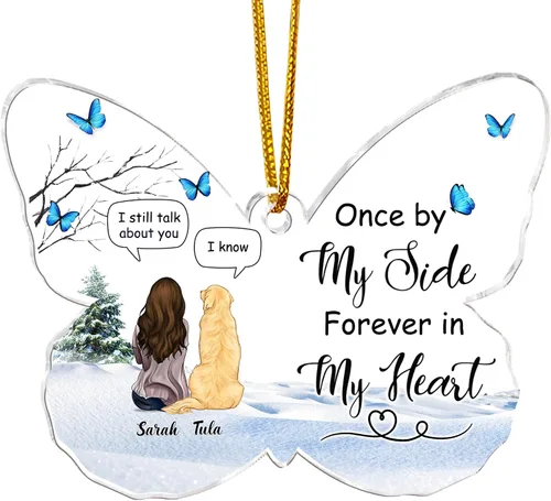 Miniatura 8 de Gossby Adorno conmemorativo de perro en forma de mariposa de acrílico personalizado – Regalo personalizado de condolencias de perro con diseño