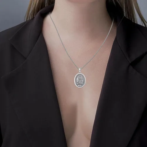 Miniatura 273 de Collar de plata de ley 925 con medalla de San Patrón, colgante de protección católica, amuleto, joyería religiosa para hombres y mujeres