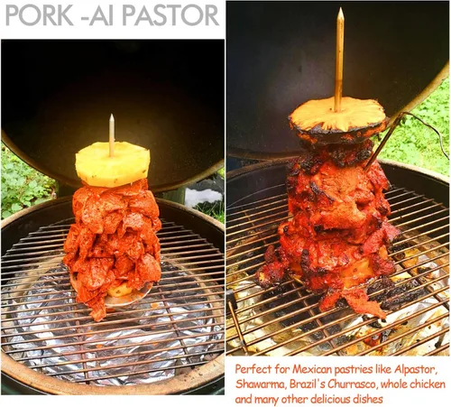 Miniatura 6 de Parrilla Vertical con Brocheta - Parrilla Vertical Removible de Acero Inoxidable para Barbacoa Brasileña - Perfecta para Bistec, Pollos Enteros