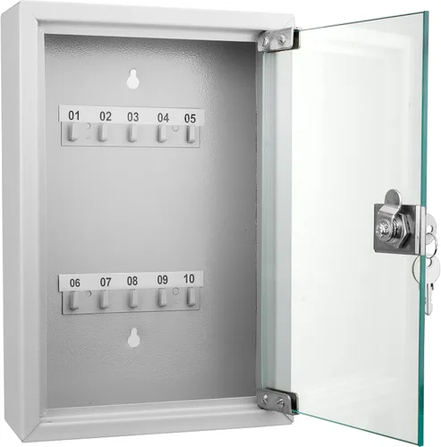 Miniatura 6 de Barska Caja con cerradura de llave con puerta de cristal, organizador de gabinete de llaves de acero para montaje en pared con ganchos etiquetados
