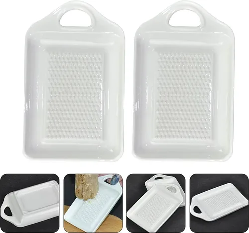 Miniatura 7 de Yardwe 2 platos de cerámica para jengibre, ajo, cebolla, queso, limón, chocolate, verduras y frutas para cocina, utensilios de porcelana, soporte