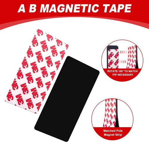 Miniatura 3 de Thaibear Tira magnética, cinta magnética flexible con respaldo adhesivo (paquete de 16, 3 x 1 pulgadas), tiras magnéticas adhesivas fuertes