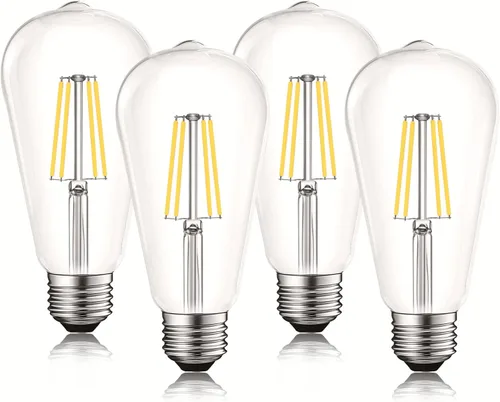 Miniatura 9 de LUXRITE Bombillas LED Edison vintage equivalentes a 75 W, ST19 ST58, 2700 K blanco cálido, 800 lúmenes, bombilla de filamento LED regulable, 8 W