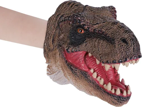 Marionetas de mano de dinosaurio para adultos, marionetas de cabeza de dinosaurio de goma 3D realistas T-Rex Triceratops Dilophosaurus Marionetas de