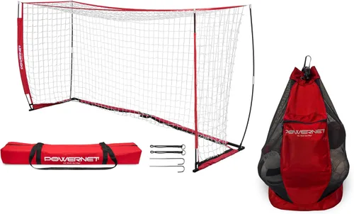 Miniatura 10 de PowerNet Carli Lloyd - Paquete de red portátil estilo arco y bolsa de transporte de pelota grande, configuración rápida ultra portátil, portería