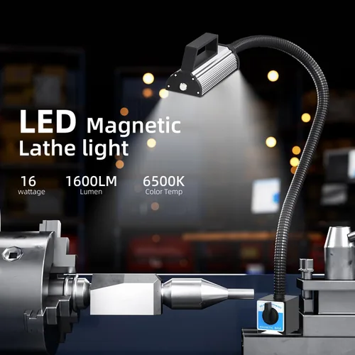Miniatura 2 de Luz de trabajo magnética, lámpara magnética LED, lámpara de cuello de cisne flexible a prueba de agua IP65, 1600 lúmenes para fresado de torno