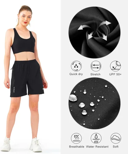 Miniatura 18 de NORTHYARD Pantalones cortos deportivos de senderismo para mujer, de secado rápido, ligeros, para gimnasio, entrenamiento, con 3 bolsillos