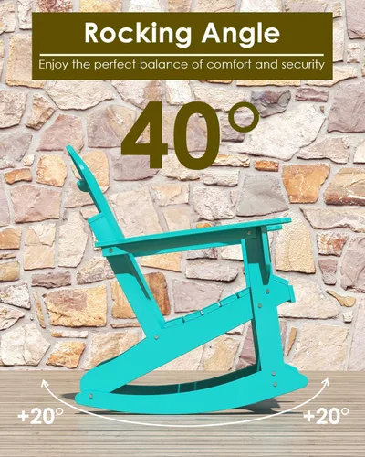 Miniatura 5 de GREENVINES Mecedora Adirondack Plástico HDPE Balancín de porche Silla para terraza de patio al aire libre Todo tipo de clima Aqua