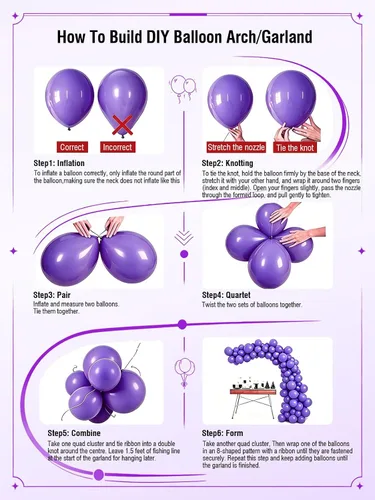 Miniatura 5 de Globos morados, 60 globos de látex de color morado claro y perla metálica, globos de confeti para cumpleaños, baby shower, despedida de soltera