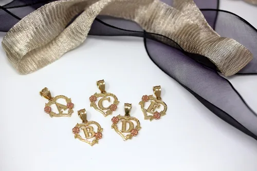 Miniatura 4 de Colgante de corazón de dos tonos de 10 quilates para mujer en oro amarillo y rosa