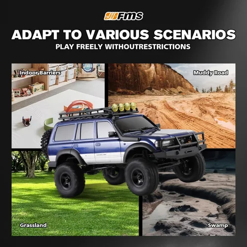 Miniatura 7 de BEEZRC FMS RC Crawler 1/18 FCX18 Land Cruiser LC80 RTR Toyota con licencia 4WD RC Rock Truck 2.4Ghz 900mAh Hobby Grade RC Car Model Mini Auto de Azul