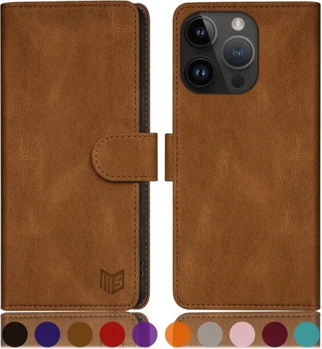 Miniatura 24 de SUANPOT Diseño para iPhone 15 Pro Max 6.7 pulgadas Funda tipo cartera con tarjetero de crédito RFID, funda de piel sintética para mujeres y hombres