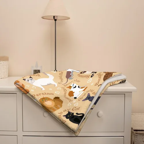 Miniatura 6 de Manta de gatos para amantes de los gatos - 40x50 pulgadas, mantas de franela suaves con patrón de gatos lindos, acogedoras, para gatos de raza