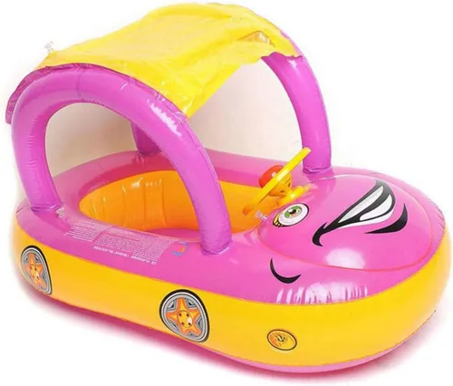 Flotador de piscina para bebé con dosel de verano, volante, sombrilla de natación, anillo de natación para automóvil, juguetes inflables, asiento