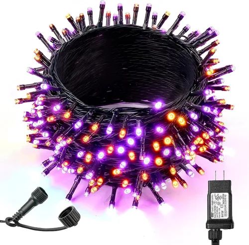 Miniatura 10 de WBao - Cadena de luces LED para Halloween de 300 luces, 108 pies, luces LED súper brillantes con certificación UL, 8 modos de iluminación