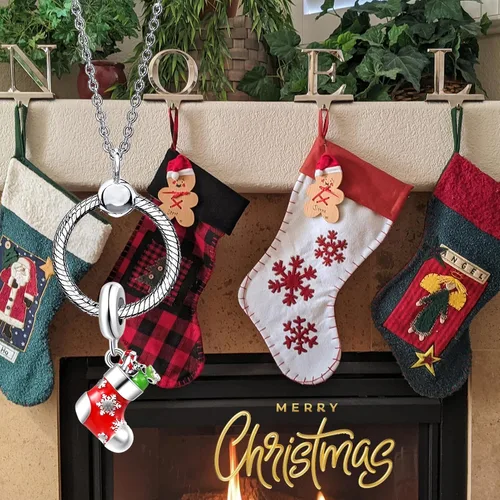 Miniatura 6 de QeenseKc Muñeco de nieve de Navidad, elfo, ciervo, dulce pan de jengibre, abalorio de invierno para pulsera Pandora