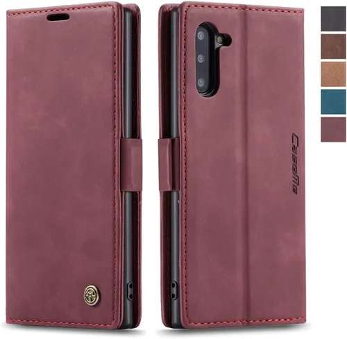 Miniatura 10 de japezop Funda tipo cartera compatible con Samsung Galaxy Note 10, con soporte magnético, funda protectora de piel sintética, estilo retro, con Azul