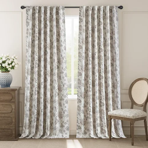 Miniatura 19 de jinchan Cortinas Opacas Florales para Dormitorio, 63 Pulgadas de Largo Cortinas Opacas con Estampado de Flores, Estilo Campo Francés con Pestañas