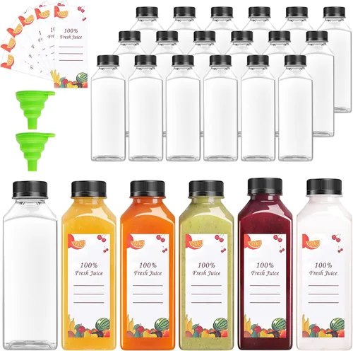 Miniatura 11 de OBKJJ 80 piezas de botellas de jugo de 2 oz, botellas de jugo con tapas reutilizables, botellas vacías transparentes con etiqueta, embudo, cepillo